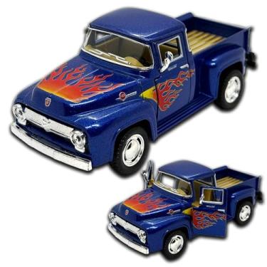 Imagem de Miniatura de carro Chevrolet Stepside 1955 em Metal, com fricção, pneus em borracha, abertura de portas laterais, 12 CM, 1/32, Resistente a quedas (Azul estampado)