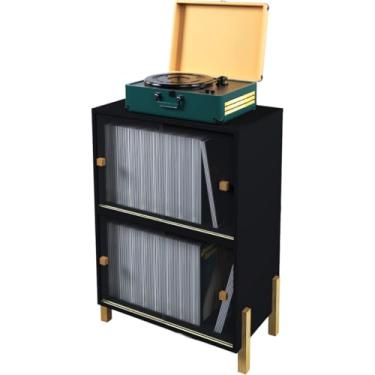 Imagem de EVOLUKIT, Armário p/discos de vinil Kit Preto c/Portas de Correr Acrílico