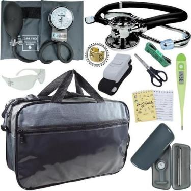 Imagem de Kit Bolsa Cores Aparelho de Pressao Esfigmomanometro Estetoscópio Pa M