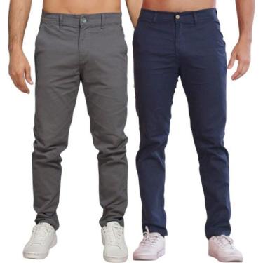 Imagem de Kit 2 Calça Sarja Masculina Calca Masculino Com Lycra Elastano - NoBra