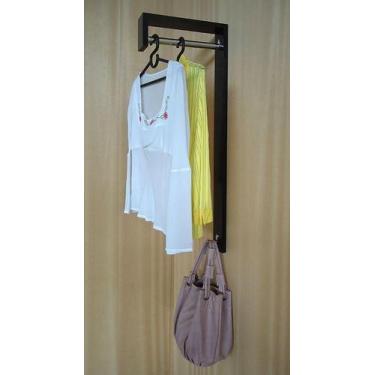 Imagem de Cabideiro de Parede J Arara Camiseiro Porta Bolsas Preto Laca - Formal