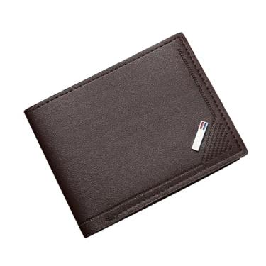 Imagem de Carteira masculina fina com bloqueio de RFID – dobrável de couro com clipe para dinheiro, porta-cartões minimalista para cartões/dinheiro, Marrom, Minimalista