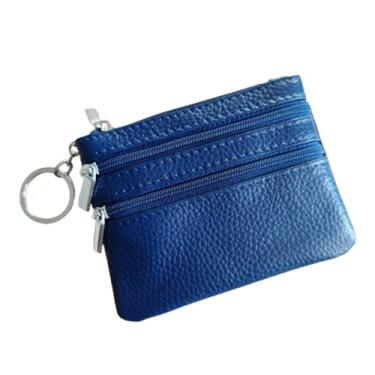 Imagem de Bolsa pequena de couro legítimo de couro bovino de camada superior – Mini carteira adorável e durável, Azul royal, Diariamente, prático