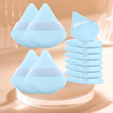 Imagem de Conjunto de 12 peças de pó triangular, puffs de pó para rosto, esponjas de maquiagem para base, adequado para ferramentas de maquiagem cosmética líquida e creme (azul)