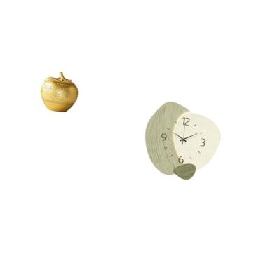 Imagem de Fenteer Escultura Moderna de Frutas em Resina E Relógio de Parede Silencioso com Desenho Animado para Mesa, Estante, Sala de Jantar, Quarto, Cozinha, Escritór