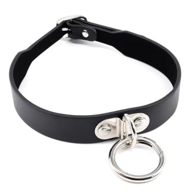 Imagem de Kom Waire Gargantilha gargantilha de couro preto estilo punk feminino e masculino, gargantilha com pingente de couro gótico, Adjustable, Couro sintético, Sem Pedra Preciosa
