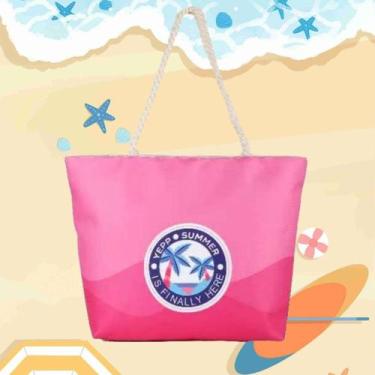 Imagem de Bolsa de Praia Feminina Grande de Ombro Verão Férias Alça de Corda - N