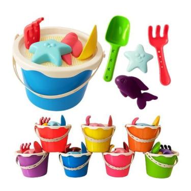 Imagem de Balde De Praia Azul Infantil Kit C/ 4 Peças Para Brincar Ar - MARELAGO