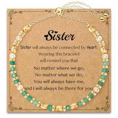 Imagem de AGOT Presentes de pulseira de amizade para mulheres: pulseiras de cristal natural curativas com afirmações positivas - presente para mãe, tia, filha, melhores amigas, irmã, aniversário, Natal, dia dos