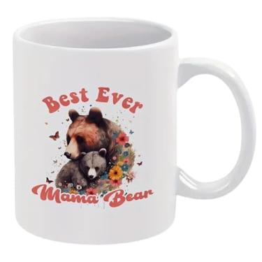 Imagem de Caneca de café Best Ever Mama Bear, cerâmica branca, 325 ml, design floral, presente de Dia das Mães