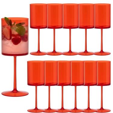 Imagem de JLYLOL 12 peças de taças de champanhe de plástico vermelho de 293 ml, taças de champanhe grandes, reutilizáveis, acrílico, para brindar para casamento, copos de água, taças de vinho, para casamento