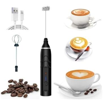 Imagem de Misturador De Bebidas Elétrico Portátil Em Aço Inox - Haste de 20cm Para Café Cappuccino Coquetéis E Milk-Shake