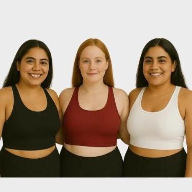 Imagem de Kit 3 Top Plus Size Cropeed Nadador Suplex Poliester G1 G2 G3 G4 G5 - 