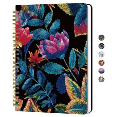 Imagem de Caderno de diário espiral forrado para mulheres, diários pautados pela faculdade A5 para escrever, cadernos de capa dura para trabalho, anotações e material escolar de escritório, 140 páginas - Neon