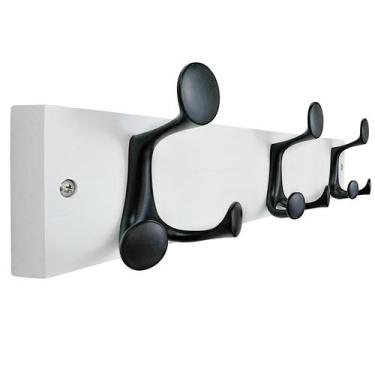 Imagem de Cabide SKOLOO White Wood, suporte de parede de 17 polegadas com 3 ganc