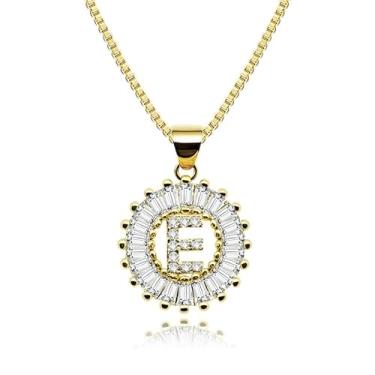 Imagem de Colar com inicial banhado a ouro, pedra do mês de nascimento, pingente de alfabeto personalizado, joia feminina, Medium, Latão, Sem Pedra Preciosa