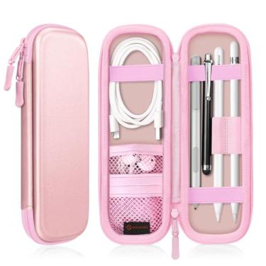 Imagem de Fintie Capa para Apple Pencil (1ª e 2ª geração), bolsa protetora de couro PU compatível com acessórios Apple Pencil, cabo USB, Samsung Stylus, ouro rosa