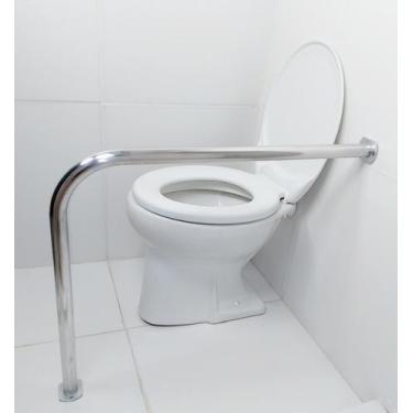 Imagem de Barra De Apoio Para Vaso Sanitário 60x70 Corrimão Em L De Alumínio - A