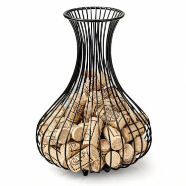 Imagem de Chewtoyo Gaiola de rolha de vinho, suporte de cortiça estilo vaso, estrutura de aço carbono, serve para 100 rolhas, decoração elegante de bar para casa, ótima ideia de presente