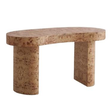 Imagem de Mesa de trabalho Mesa minimalista moderna com tampo curvo, mesa de trabalho madeira maciça 63" para escritório doméstico gaveta oculta