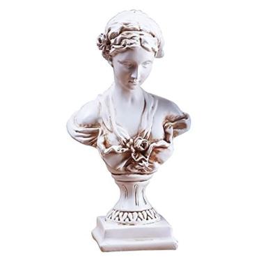 Imagem de Dalekana Estátua de busto de deusa, presente de decoração clássica, mitologia grega e romana, decoração de interiores, réplica de arte de escultura de resina, 22 cm A, estilo antigo