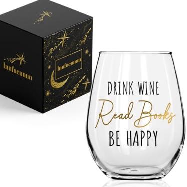 Imagem de Innfueunun Drink Wine Read Books Be Happy, presentes do clube do livro para mulheres, Natal engraçado, aniversário, presente para amantes de leitura de livros, bibliotecários, viciados em livros - 425