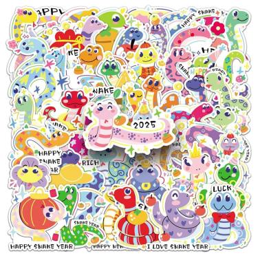 Imagem de Conjunto de adesivos Dopamine Cartoon Vinyl Snake Year Animal x50