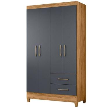 Imagem de Guarda Roupa Casal Roupeiro Chile 4 Portas Gavetas Freijo-cinza - Moval