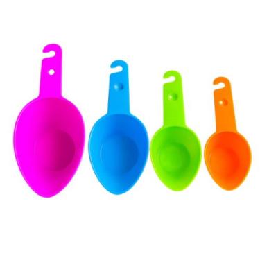 Imagem de Kit Colher Medidora Cozinha Plástico Coloridas Cozinha Casa Utilidade 