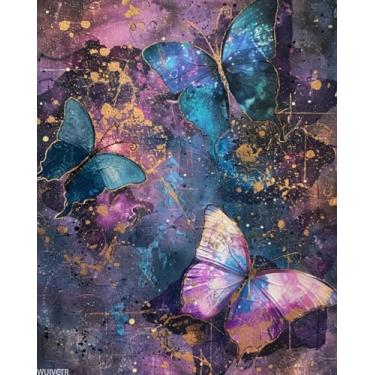 Imagem de WUIVCTR Kit de pintura de borboleta por números para adultos, pintura estética moderna por número em tela, kits de pintura a óleo digital de arte abstrata adequados para decoração de parede de casa