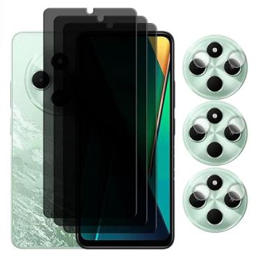 Imagem de Para Poco C75, filme protetor de lente de vidro temperado de 6,88 polegadas com proteção de tela de privacidade