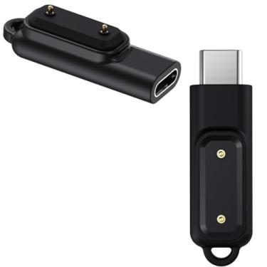 Imagem de Disscool Base de carregamento de substituição compatível com Huawei Band 10/9/8/7/6/Fit 3/Fit 2, adaptador de suporte de carregador de smartwatch tipo C para Famale (preto/2 peças)