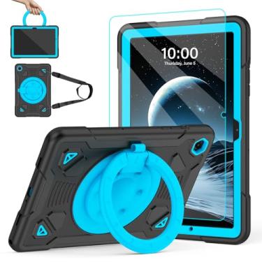 Imagem de TOMORRY Capa para Samsung Galaxy Tab A9+/A9 Plus 11 polegadas 2023 com protetor de tela, suporte giratório de 360° e alça de ombro, capa à prova de choque para tablet Tab A9 Plus infantil (preto +