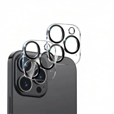 Imagem de Pacote com 2 protetores de lente de câmera para iPhone 14 Pro Max, protetor de lente de câmera para iPhone 14 Pro, modo de disparo noturno, vidro temperado com dureza 9H transparente HD