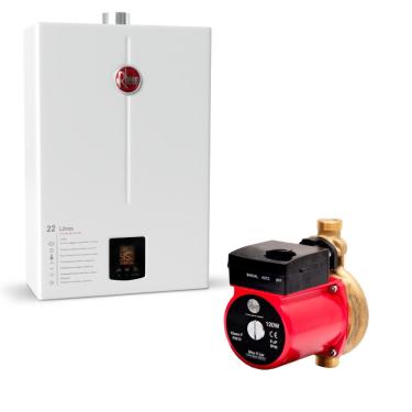 Imagem de Kit Aquecedor 22 Litros GN Bivolt + Bomba 120W 220V Rheem