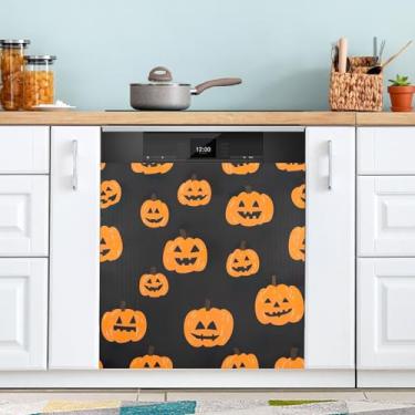 Imagem de ATTX Capa magnética para lava-louças Halloween Pumpkins, 58,4 cm C x 66 cm A, decoração da capa da máquina de lavar louça, decalques de armário doméstico e eletrodomésticos adesivos #69