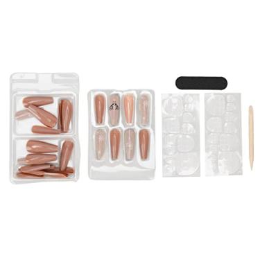 Imagem de Adesivos para arte em unhas Unhas falsas de plástico com cola Cobertura completa Adesivos decorativos para unhas estilo Natal DIY para festas festivas, bailes, 30 peças de (0070 CM05)