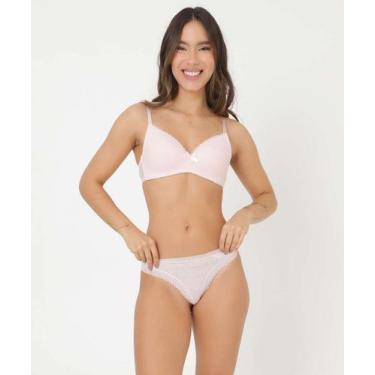 Imagem de Calcinha Fio Dental Tule Flocado Marisa-16713, Rosa, G
