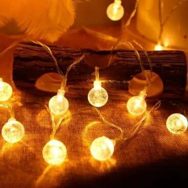 Imagem de Luz Pisca-Pisca Solar 50 Bolas Led Coloridas 9,5m – Carregamento Solar, Resistente à Água, 8 Modos e Acionamento Automático – Ideal para Jardim e Área Externa