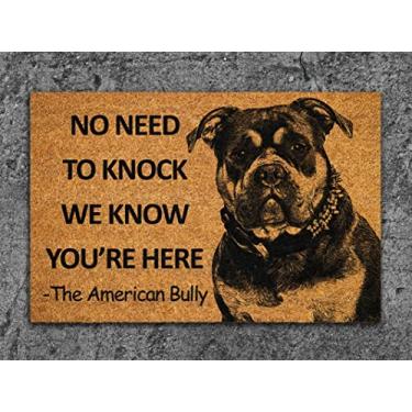 Imagem de bnil Capacho American Bully, tapete de boas-vindas engraçado, 40,6 x 61 cm, marrom