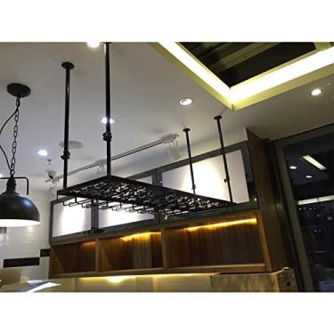 Imagem de APUM Rack suspenso para copos de vinho - rack de vinho montado no teto, rack de vidro de restaurante de estilo europeu, rack de armazenamento superior, rack de vidro