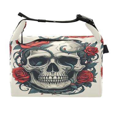 Imagem de STAYTOP Lancheira de caveira rosa com fivela de alça, lancheira isolada para meninos e meninas, lancheira térmica para trabalho escolar