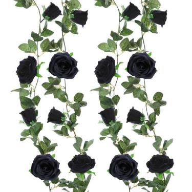 Imagem de Guirlanda de flores artificiais Felice Arts Black, pacote com 2 m