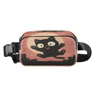 Imagem de CEBUGI Pochetes de caminhada para homens e mulheres, pochetes modernas de gatos pretos resistentes à água com cinto ajustável para treino, viagem, corrida