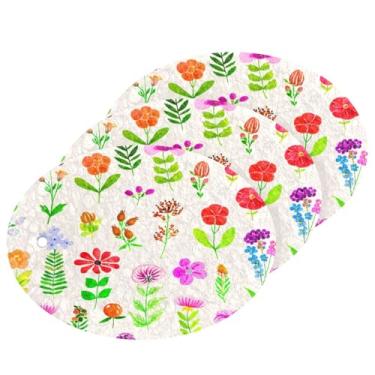 Imagem de Wassud Esponja de polpa de madeira de flores silvestres em aquarela para pratos, pacote com 3 esponjas de cozinha para limpeza, esfregão resistente para panelas antiaderentes, esponjas de lavar louça