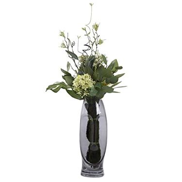 Imagem de Flores artificiais flores artificiais buquê de eucalipto sala de estar mesa de jantar decoração floral moderno escritório quarto estudo ou casamento decoração arranjos florais