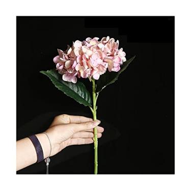 Imagem de LMJYU Centros de mesa de ramo de hortênsia artificial - Decoração de casamento elegante - Arranjo de flores de seda para noiva - Decoração deslumbrante de buquê de mesa