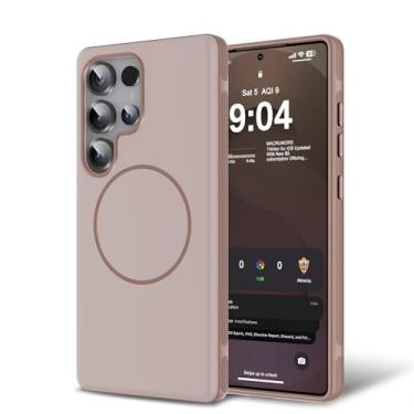 Imagem de BPOASE Capa de telefone magnética para Samsung Galaxy S25 Ultra, [compatível com Magsafe] [Proteção total da câmera] Capa de telefone ultrafina antiarranhões à prova de choque - marrom