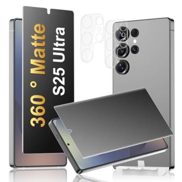 Imagem de JEHOO [Pacote com 2 + 2] Protetor de tela de privacidade fosco de 4 vias 360° para Samsung Galaxy S25 Ultra com protetor de lente de câmera, compatível com sensor de impressão digital, filme flexível