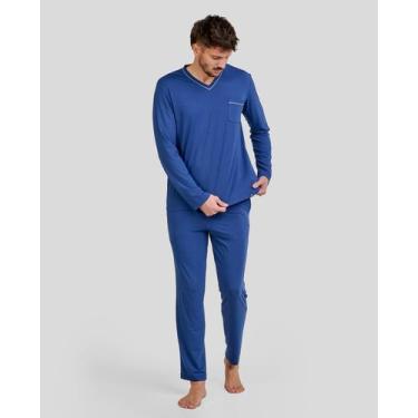 Imagem de Pijama Modal Decote V - Lohe, Azul marinho, M